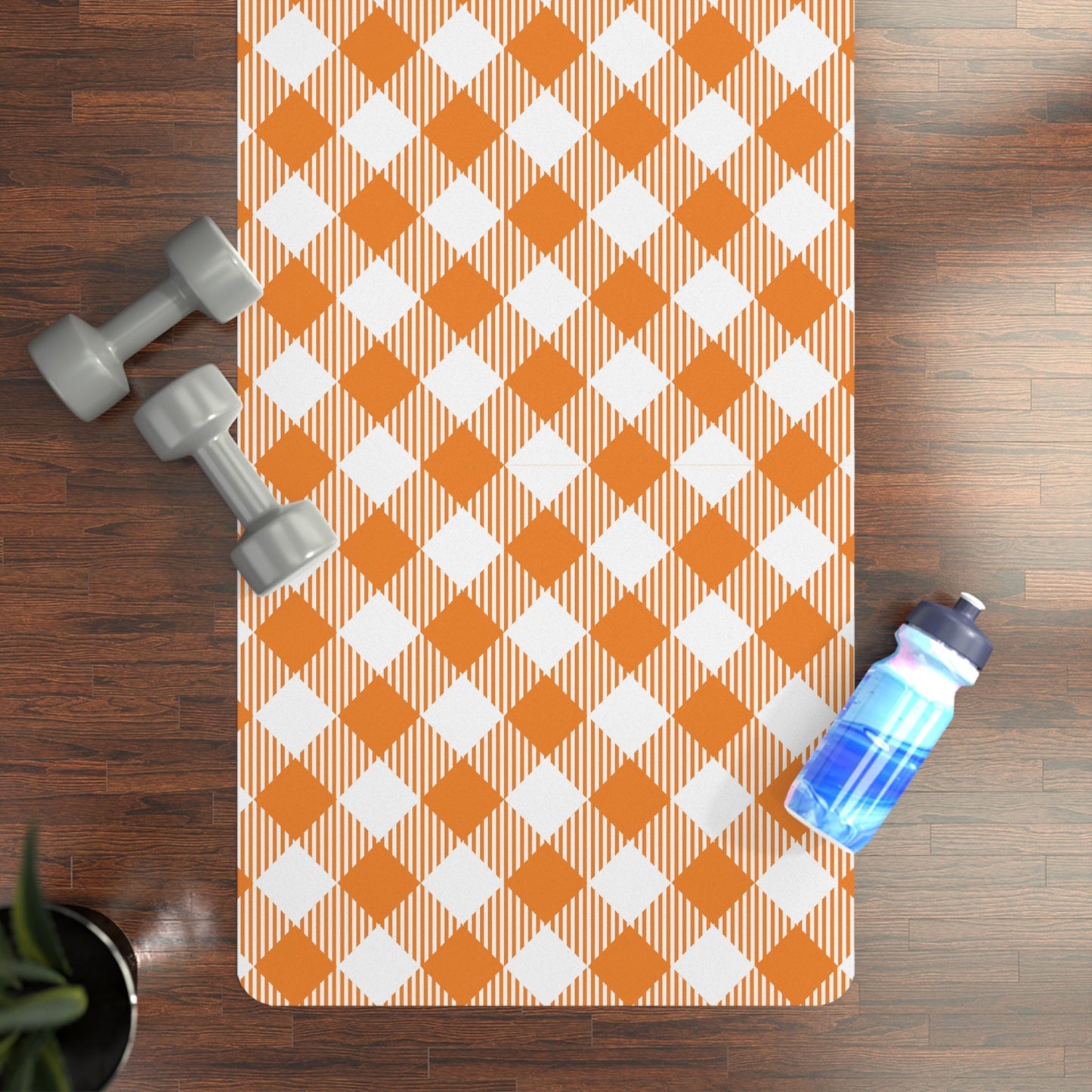 Yoga Mat | Orange & White | Gingham