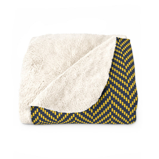 Sherpa Blanket | Yellow & Blue | Herringbone