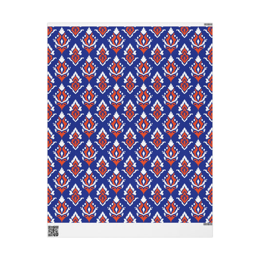 Gift Wrap | Bright Blue & Orange | Ikat