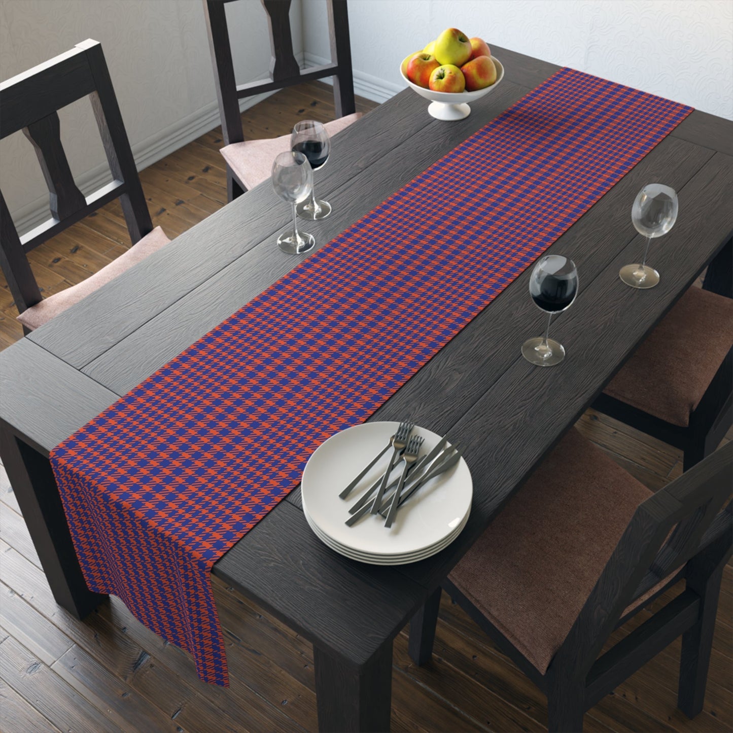 Table Runner | Bright Blue & Orange | Tweed