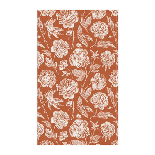 Tea Towels | Dark Orange & White | Peony