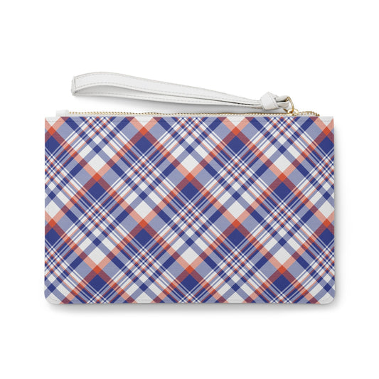 Clutch Bag | Bright Blue & Orange | Tartan