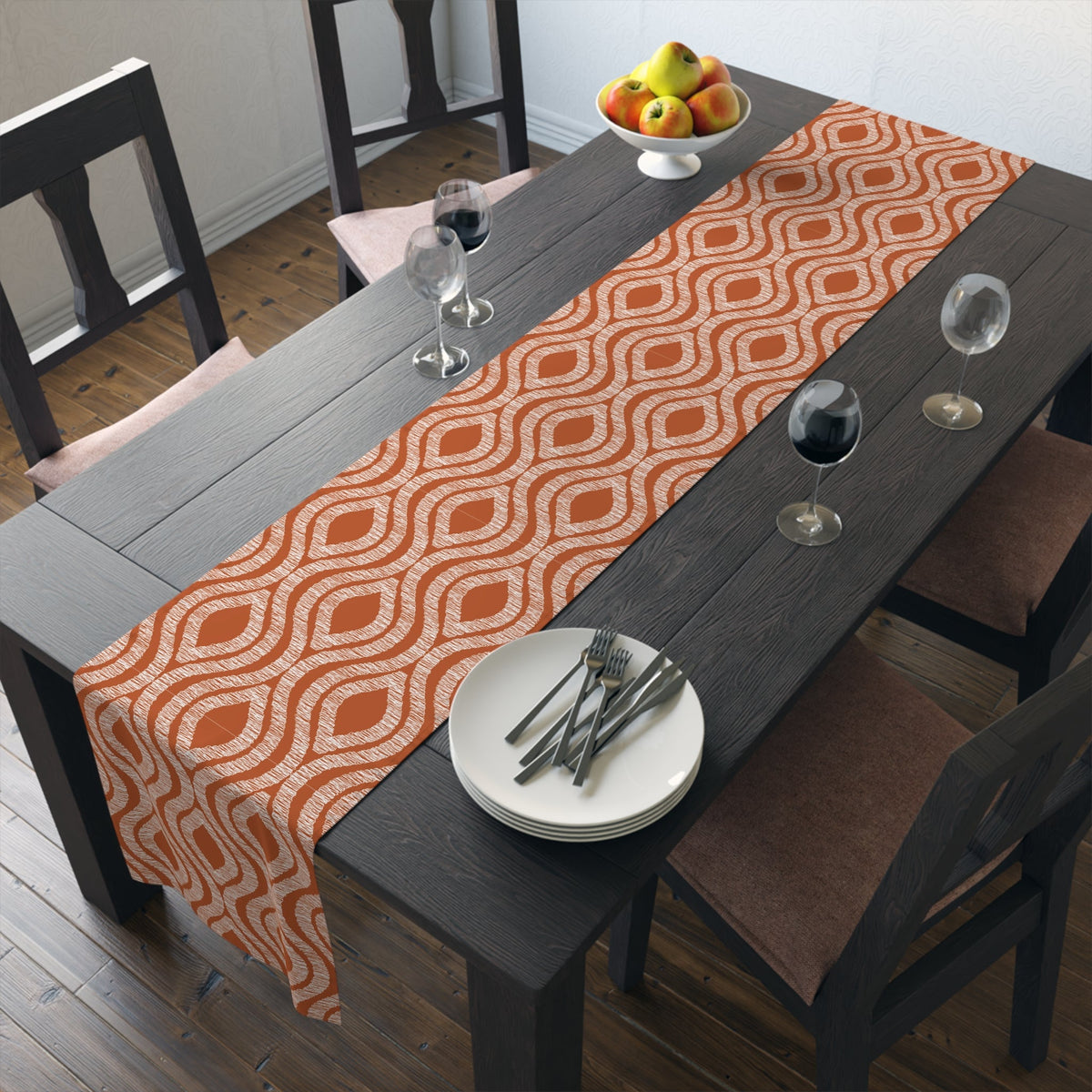 Table Runner | Dark Orange & White | Ogee