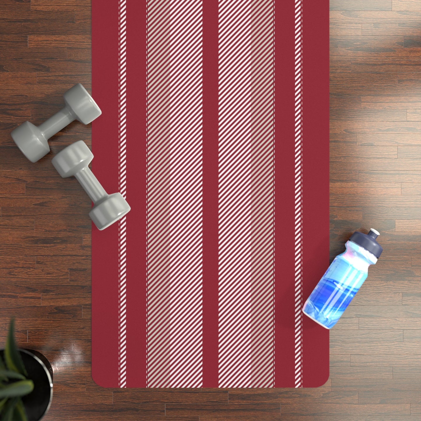 Yoga Mat | Maroon & White | Stripe
