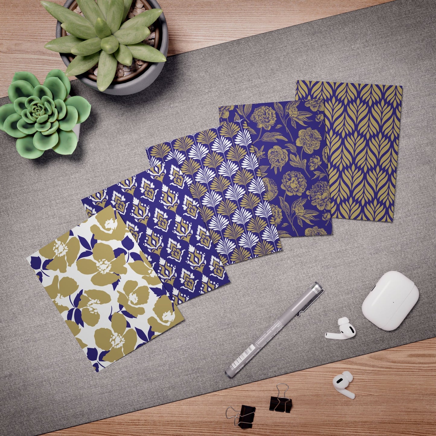 5 Notecards | Purple & Gold