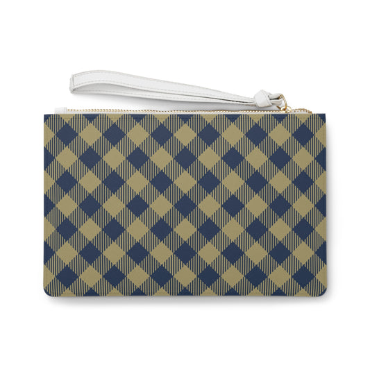 Clutch Bag | Gold & Blue | Gingham