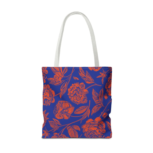 Tote Bag | Bright Blue & Orange | Peony