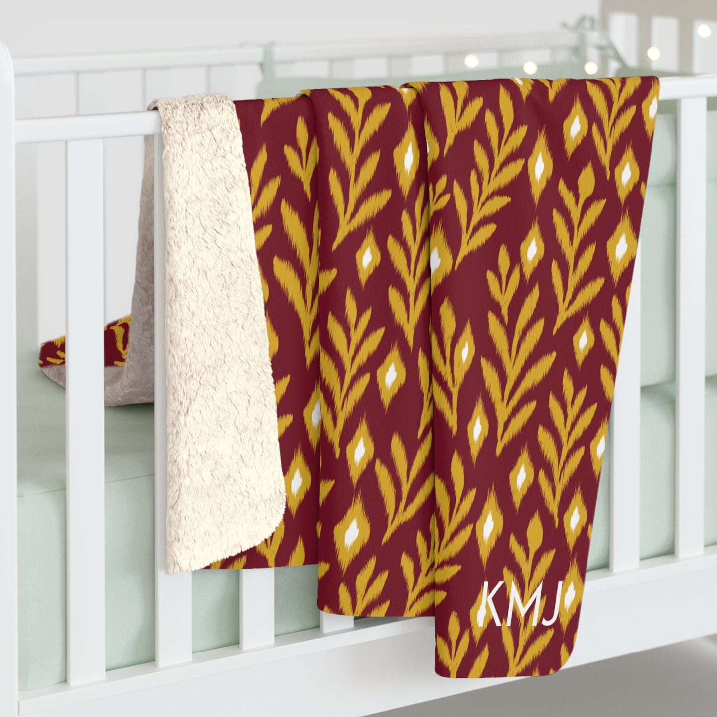 Sherpa Fleece Blanket- Personalized | Red & Yellow | Laurel