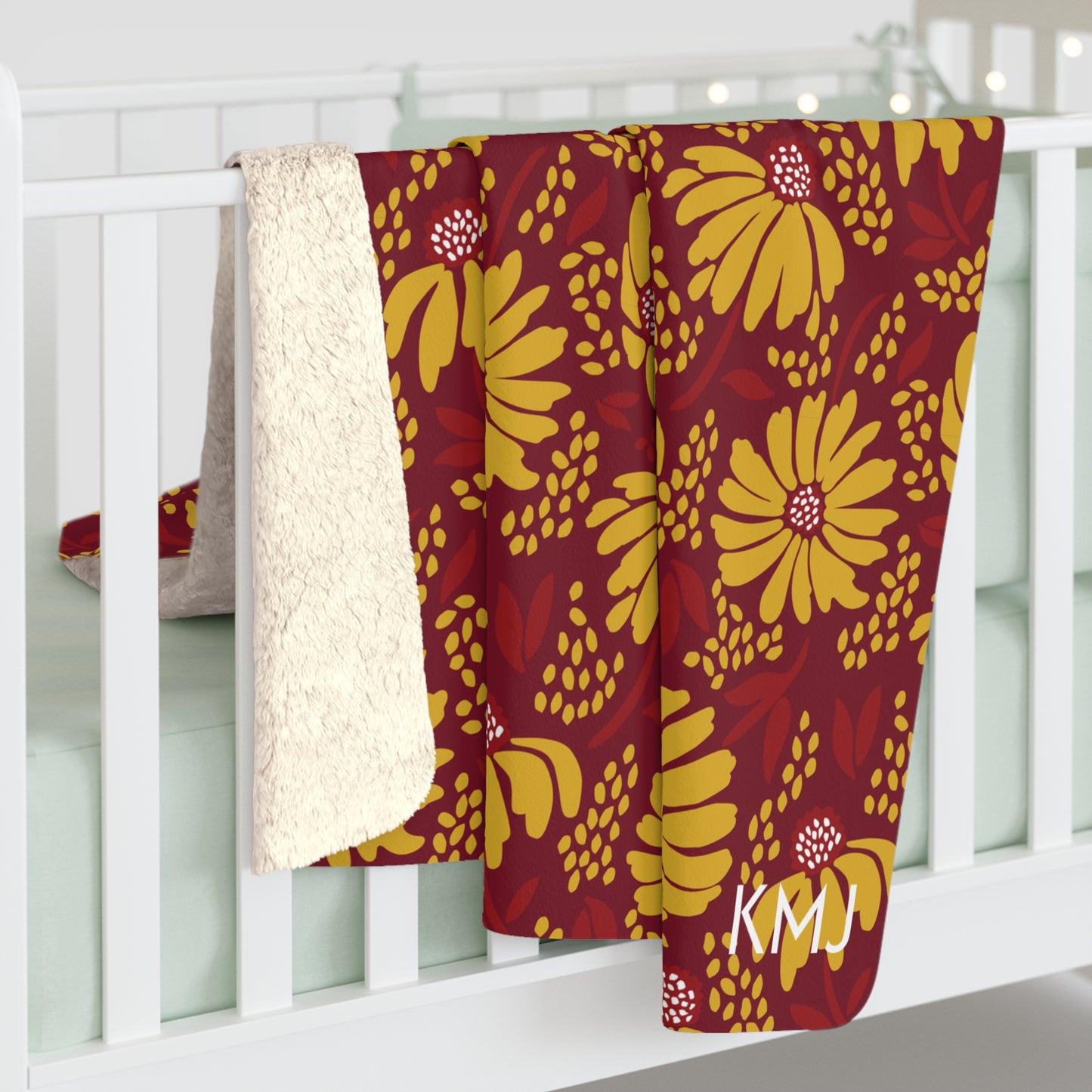 Sherpa Fleece Blanket- Personalized | Red & Yellow | Bellis