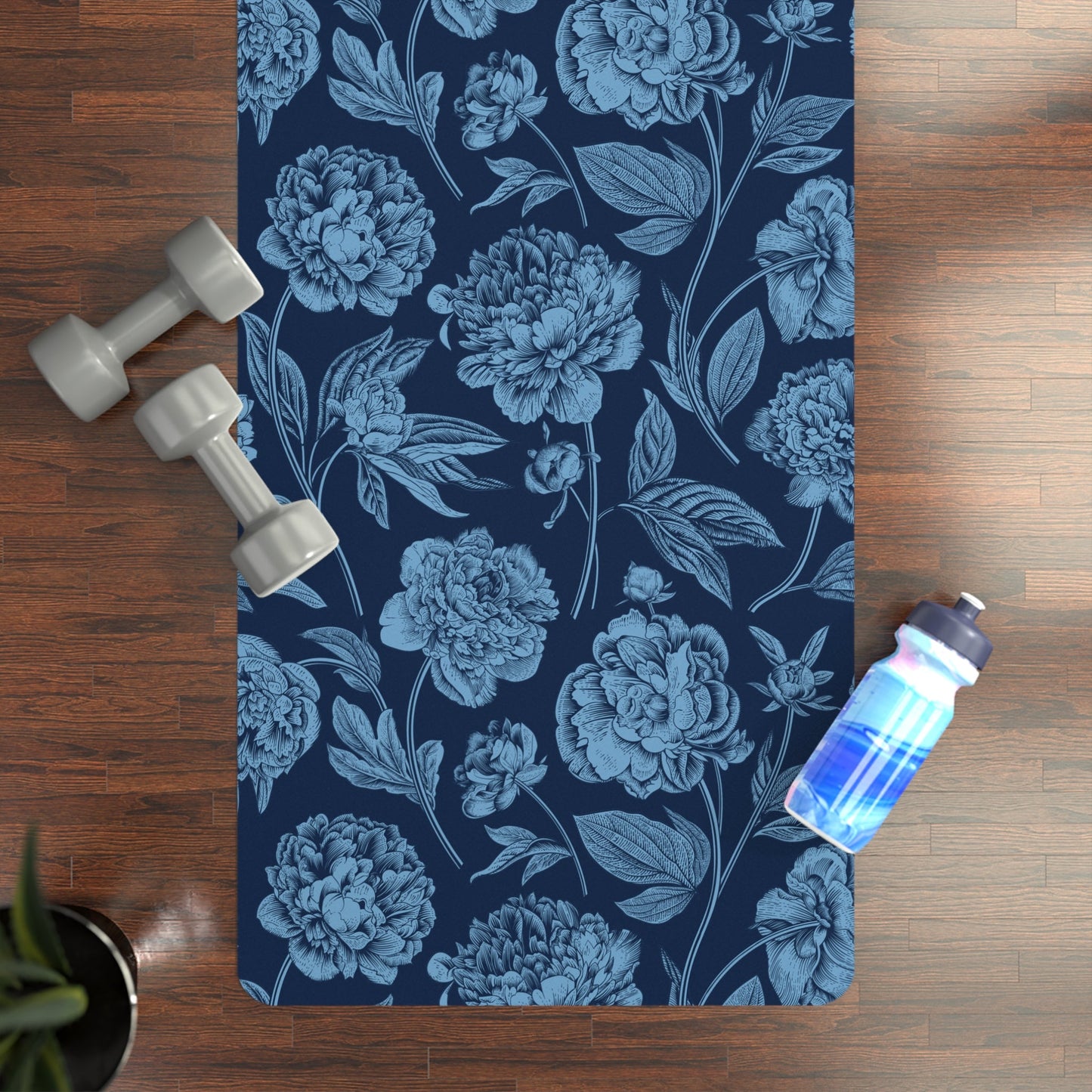 Yoga Mat | Light Blue & White | Peony