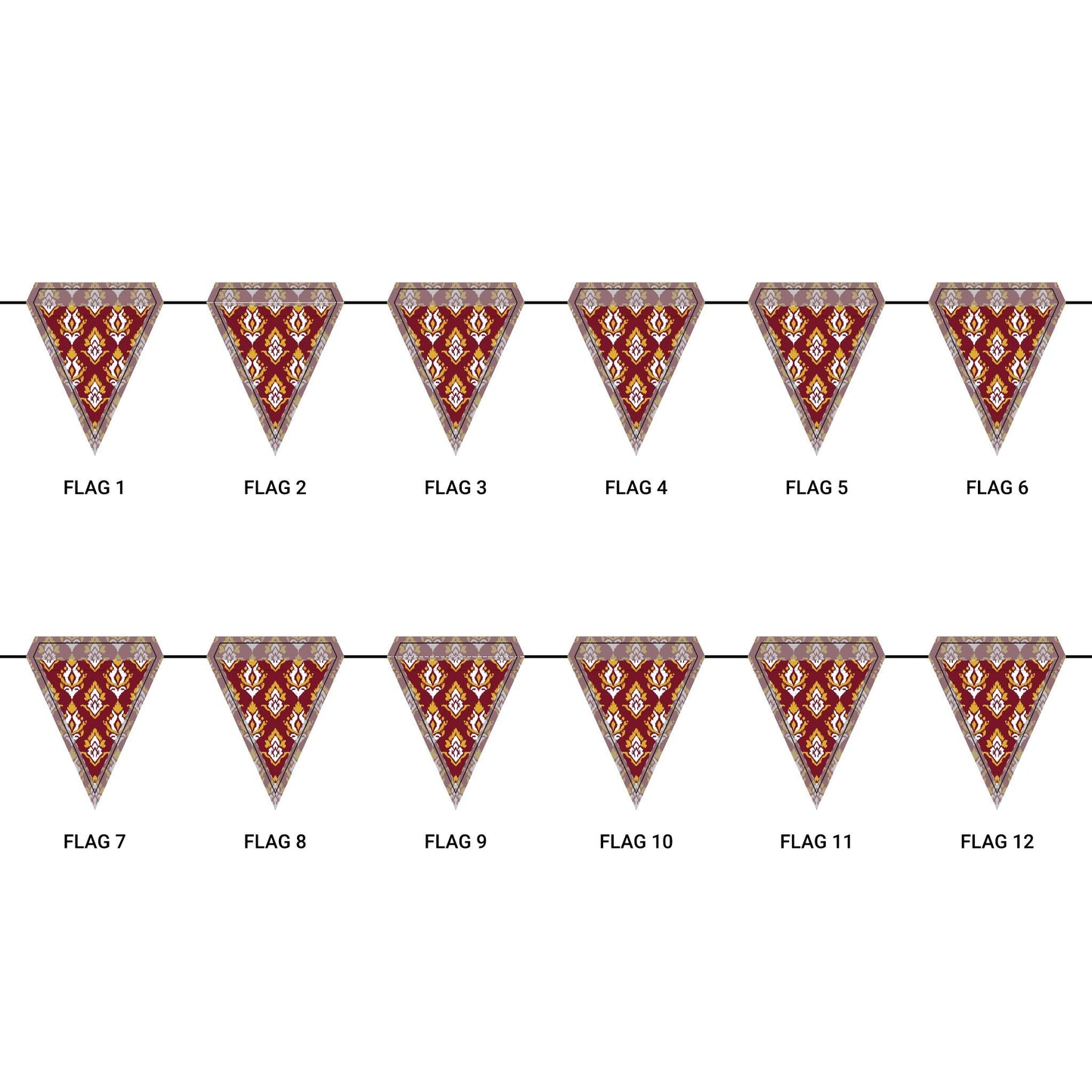 Flag Garland | Red & Yellow | Ikat