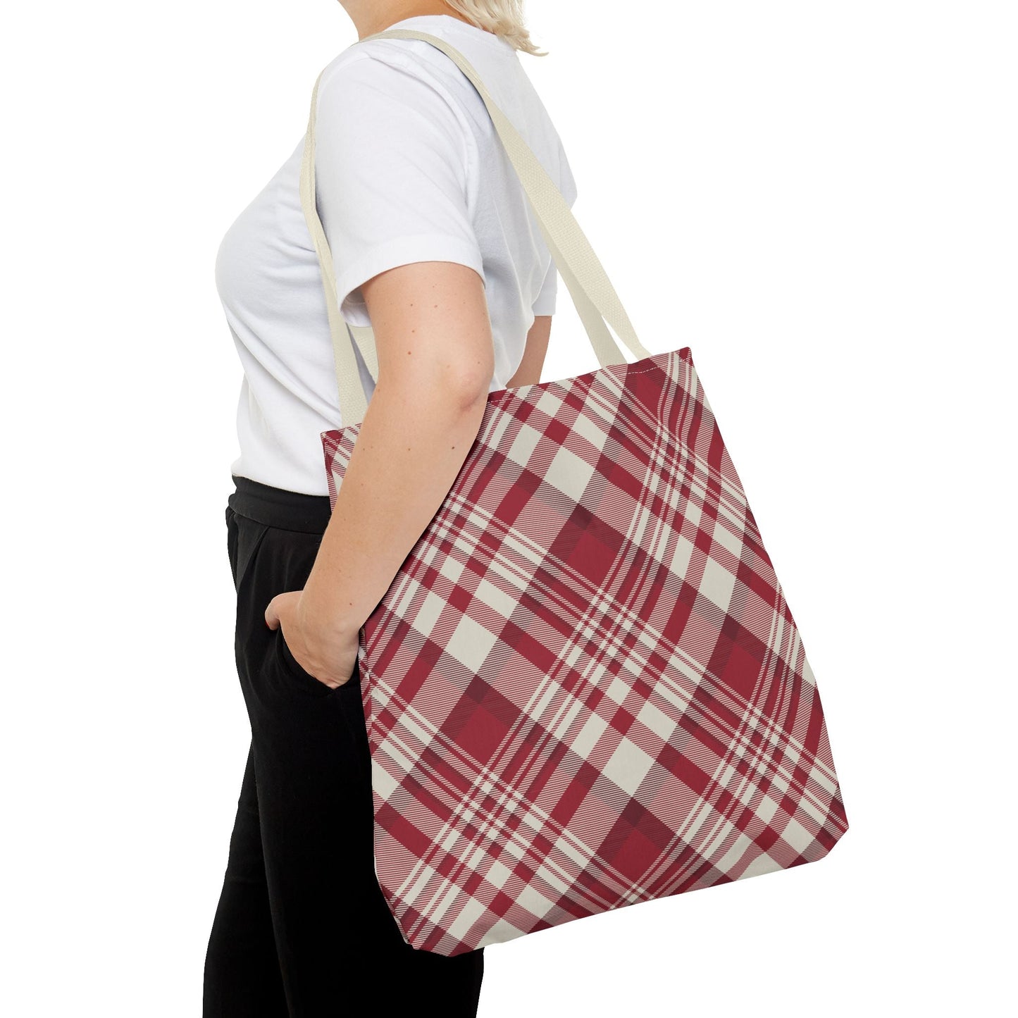 Tote Bag | Maroon & White | Tartan