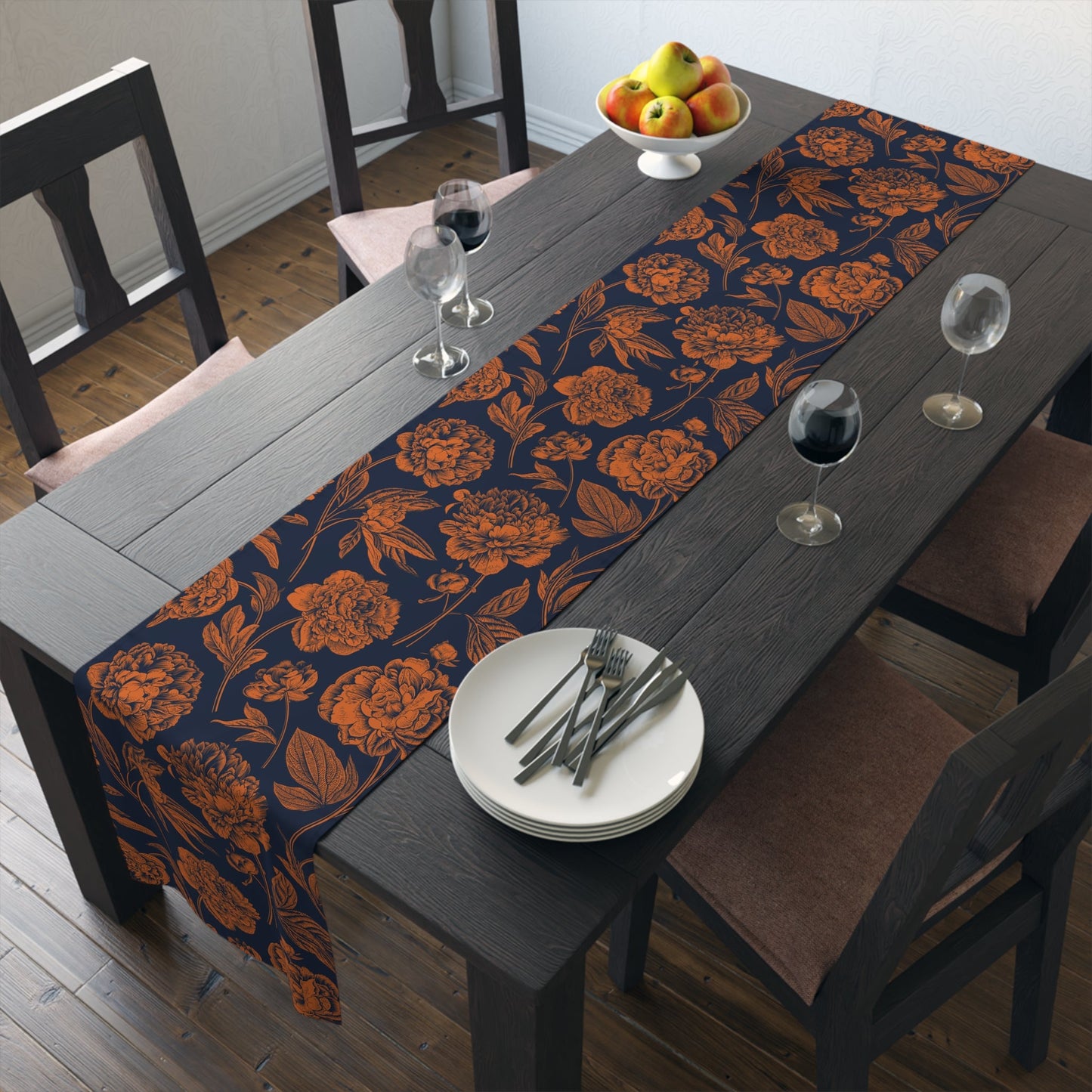Table Runner | Orange & Blue | Peony