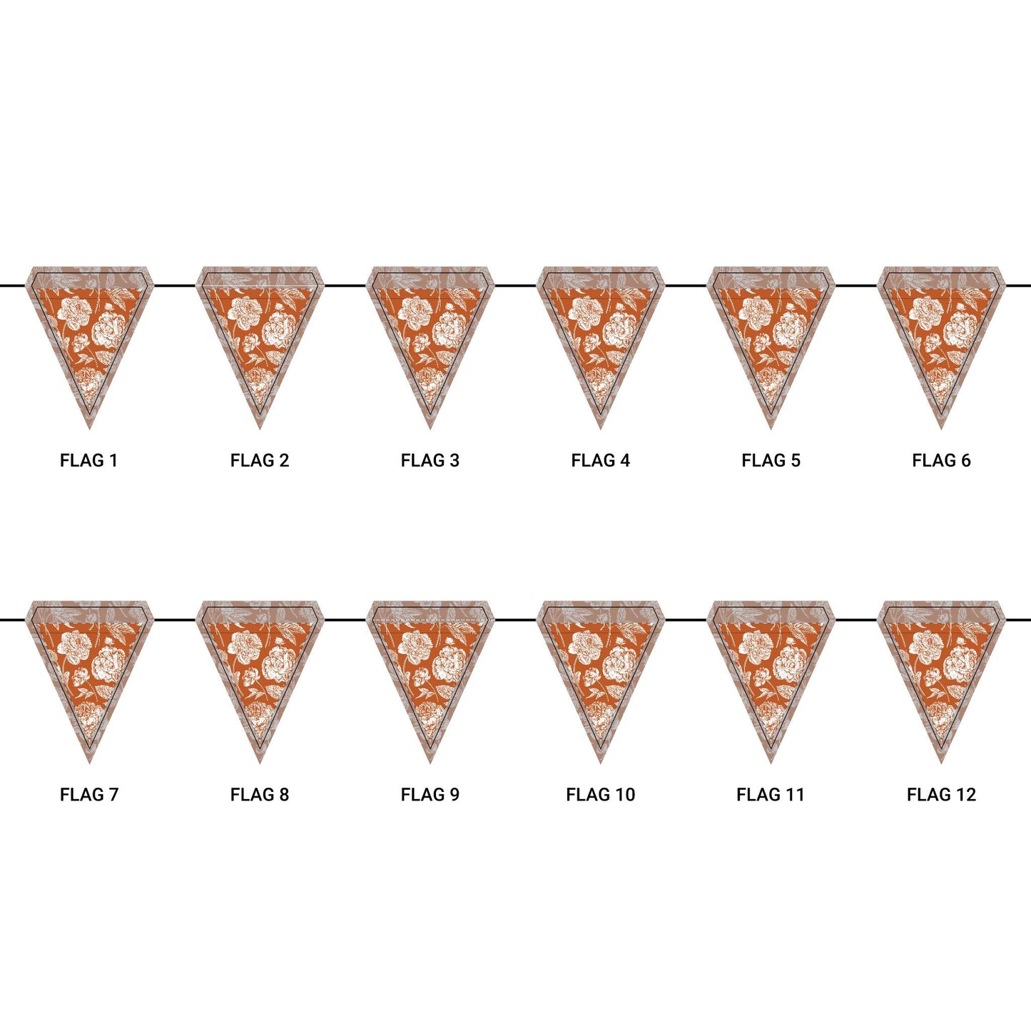 Flag Garland | Dark Orange & White | Peony