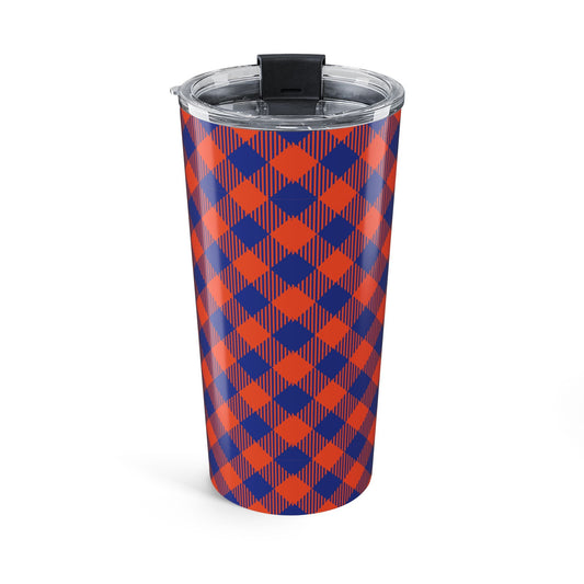 Tumbler | Bright Blue & Orange | Gingham