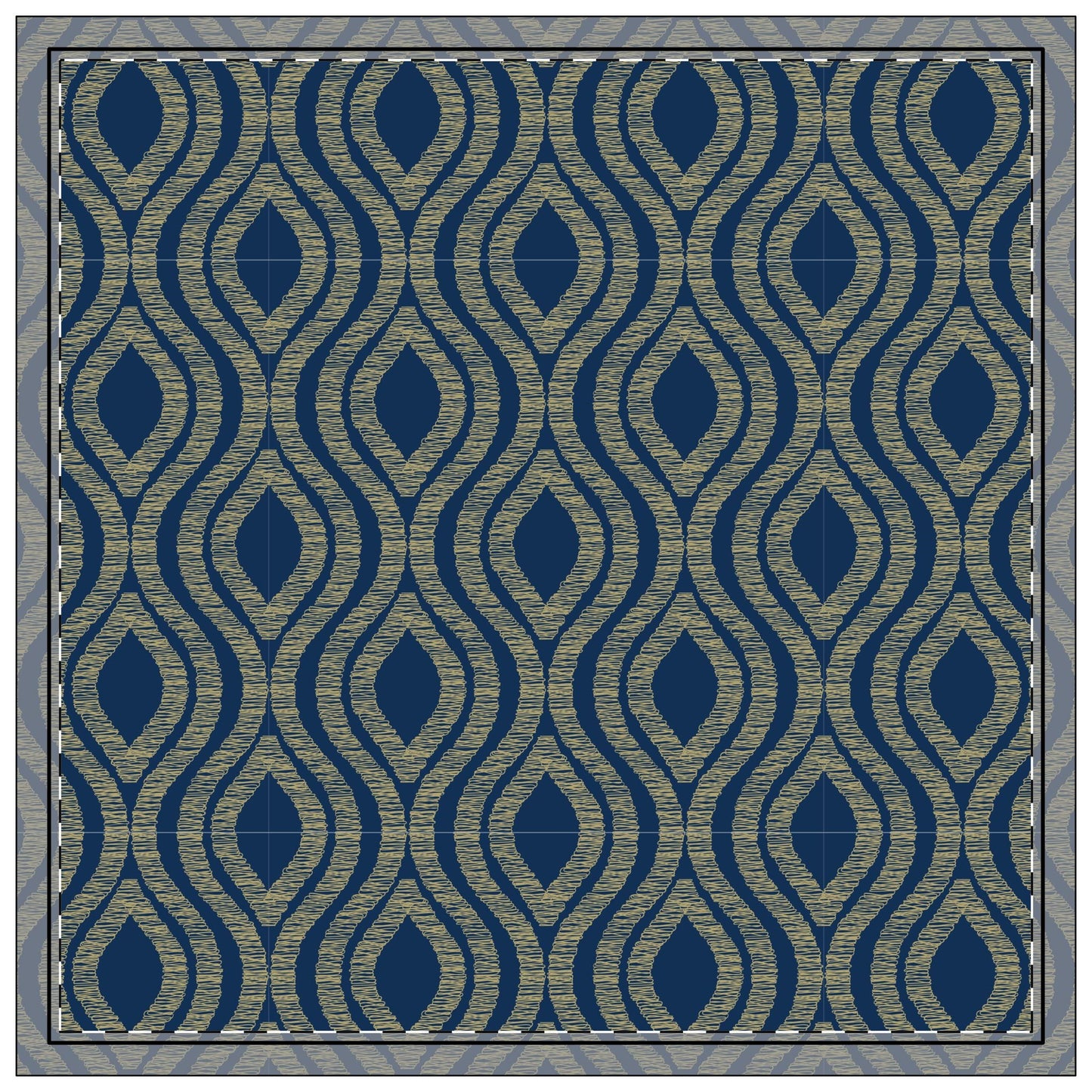 Napkin 4-set | Blue & Gold | Ogee