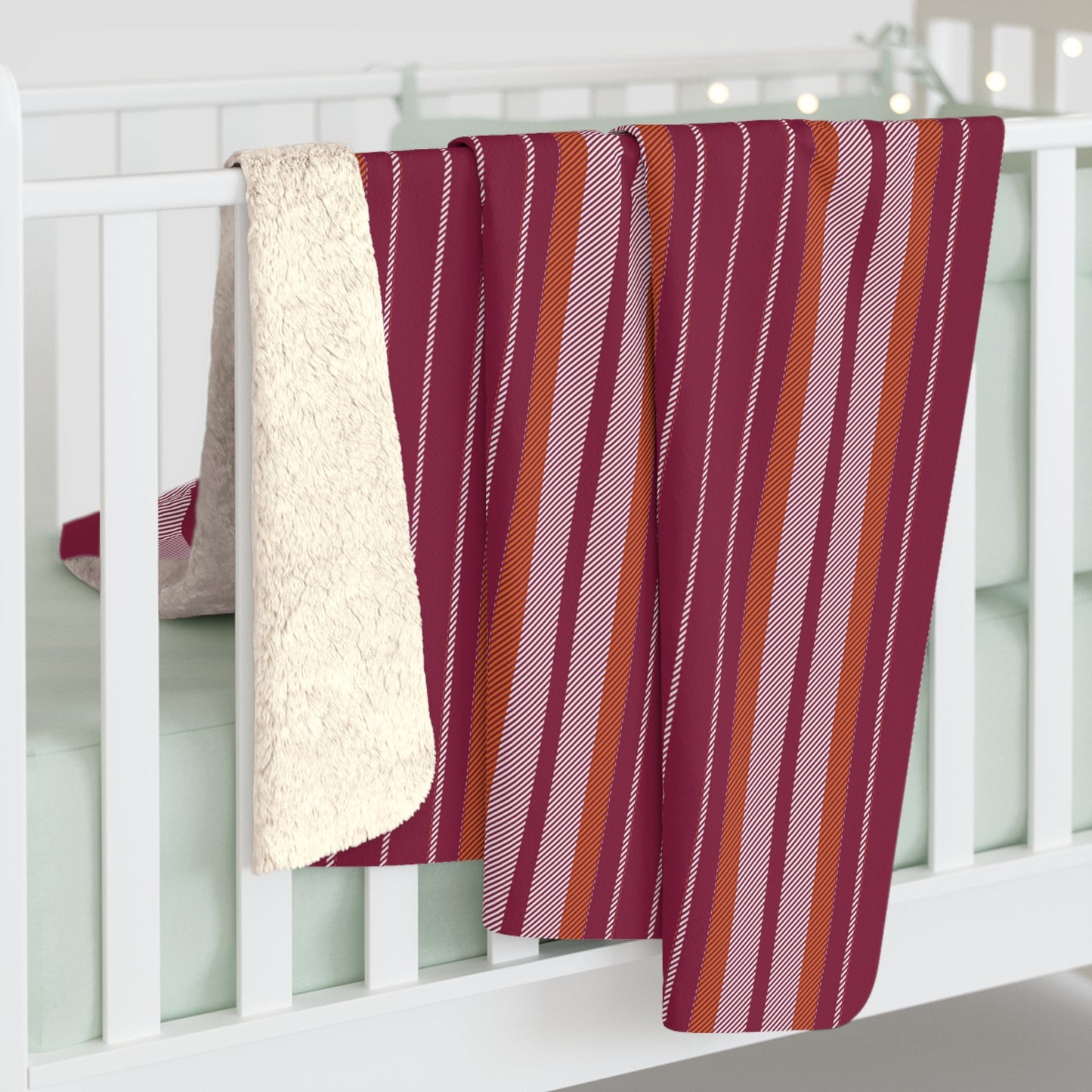 Sherpa Blanket | Maroon & Orange | Stripe