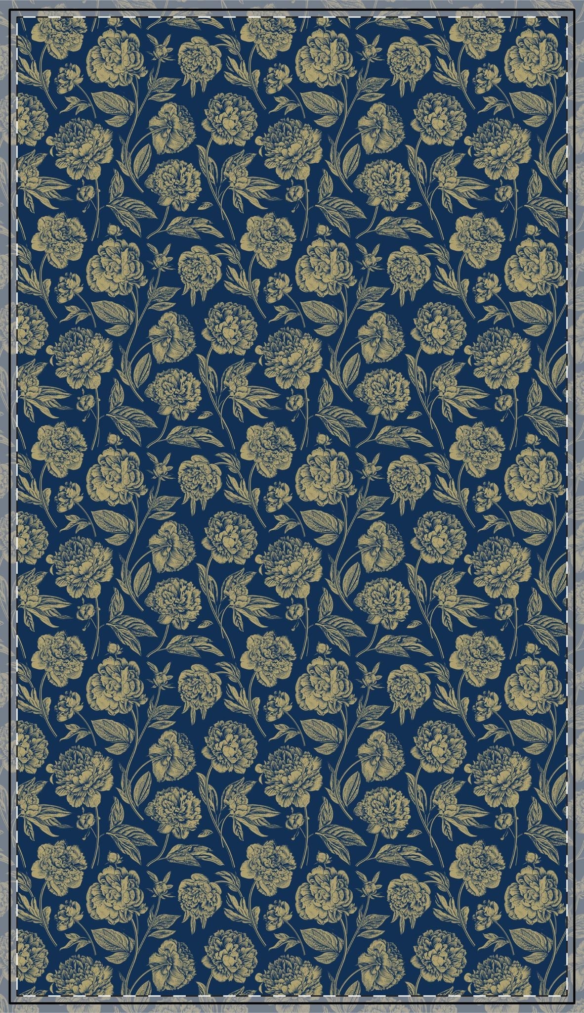 Tablecloth | Blue & Gold | Peony