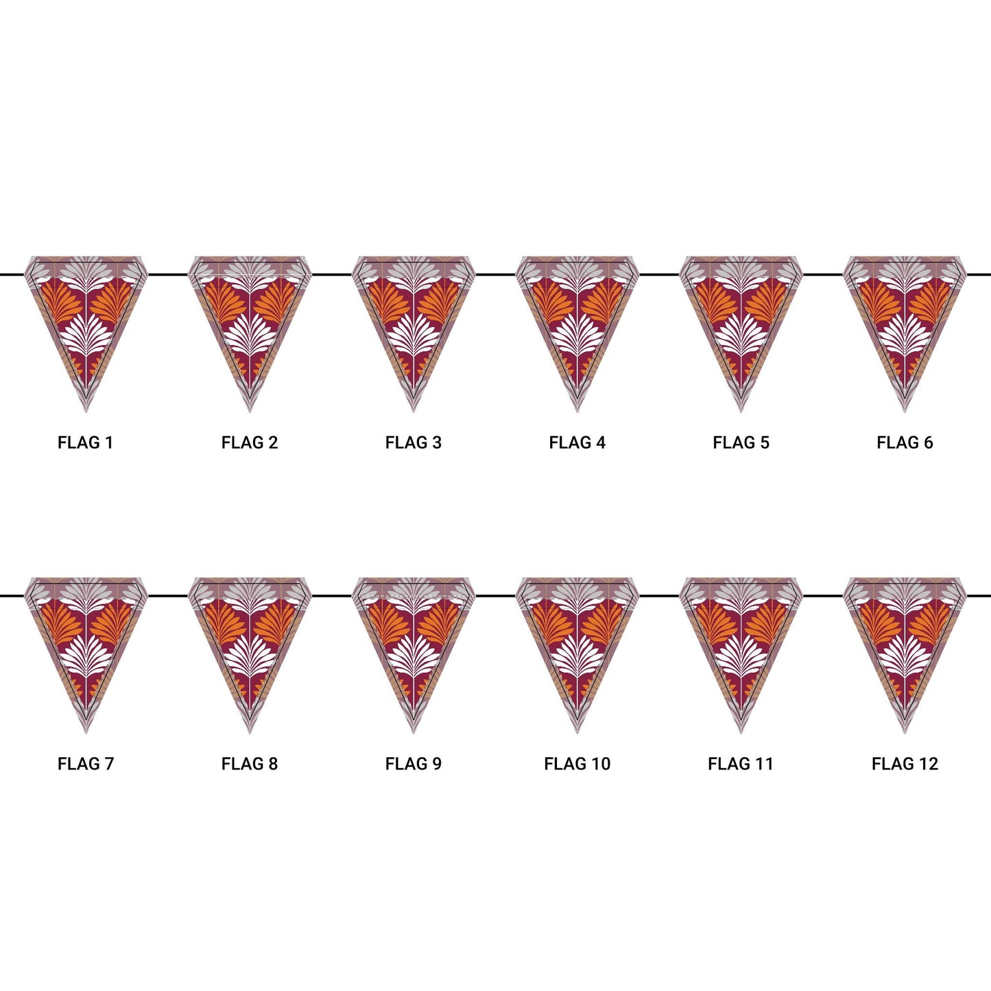 Flag Garland | Maroon & Orange | Deco