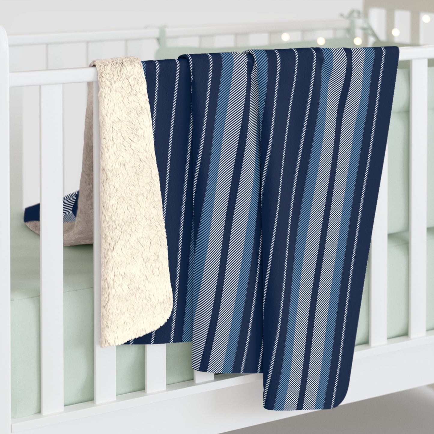 Sherpa Blanket | Light Blue & White | Stripe