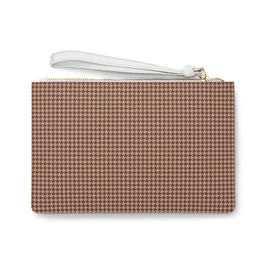 Clutch Bag | Maroon & Gold | Houndstooth