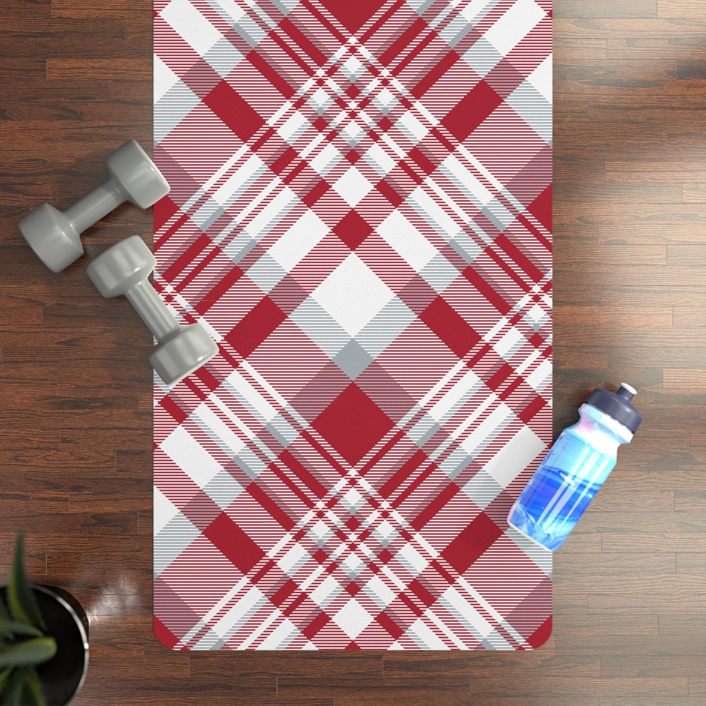 Yoga Mat | Red & Gray | Tartan