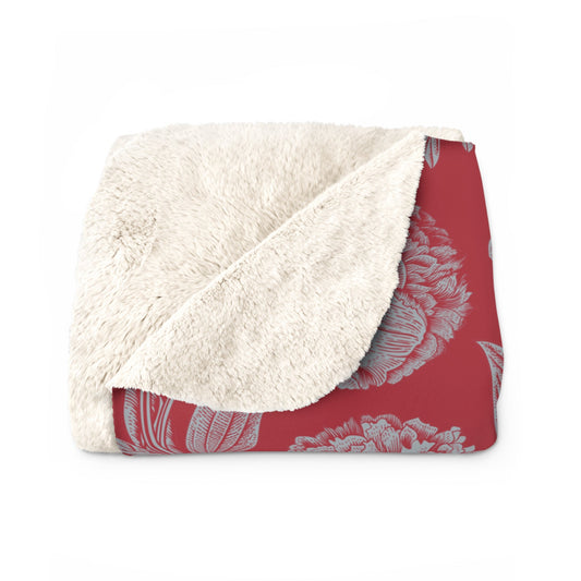 Sherpa Blanket | Red & Gray | Peony