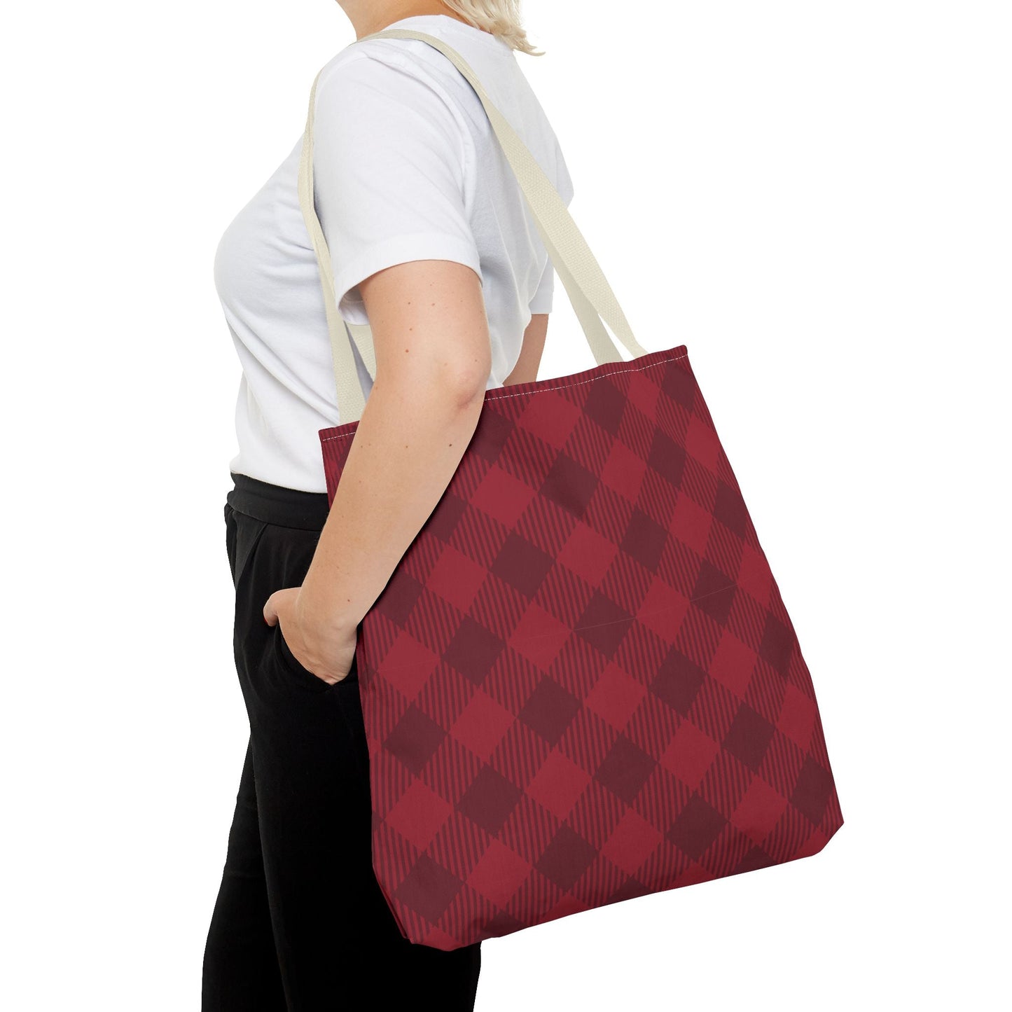Tote Bag | Maroon & White | Gingham