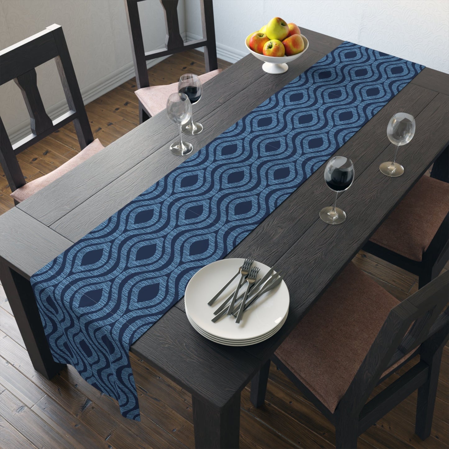 Table Runner | Light Blue & White | Ogee