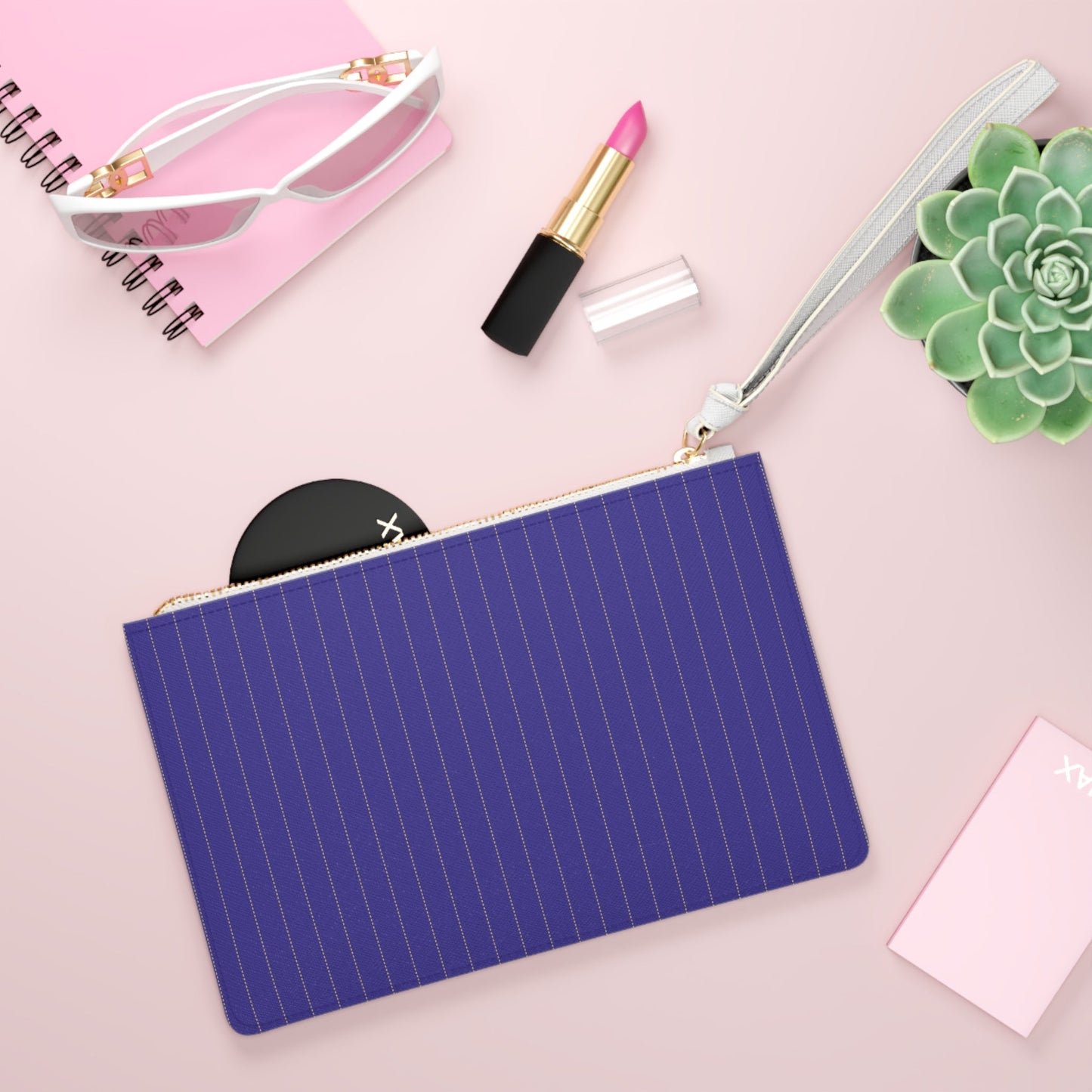 Clutch Bag | Purple & Gold | Pinstripe
