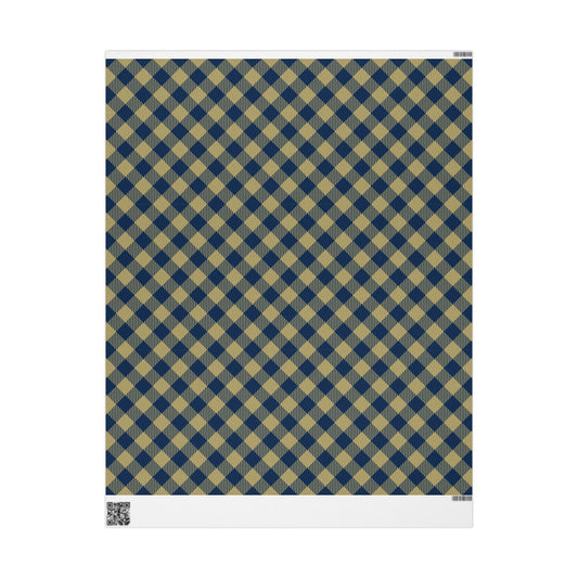 Gift Wrap | Blue & Gold | Gingham