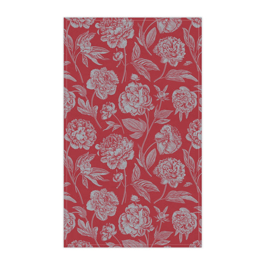 Tea Towels | Red & Gray | Peony