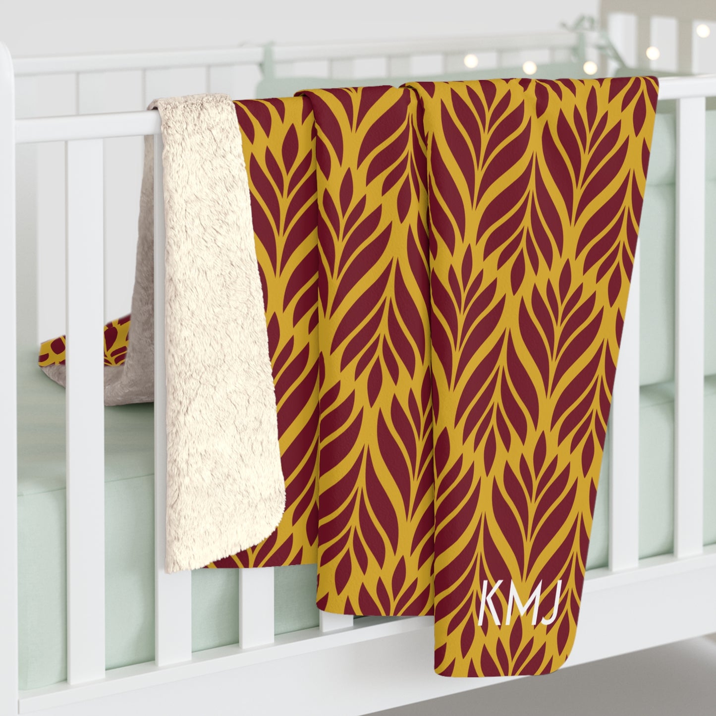 Sherpa Fleece Blanket- Personalized | Red & Yellow | Palm