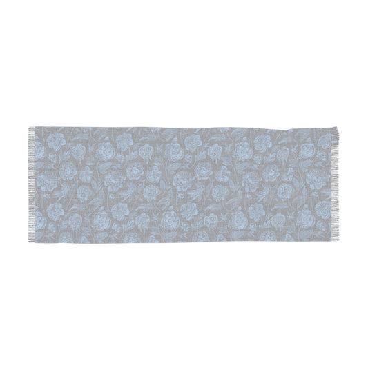 Scarf | Light Blue & White | Peony