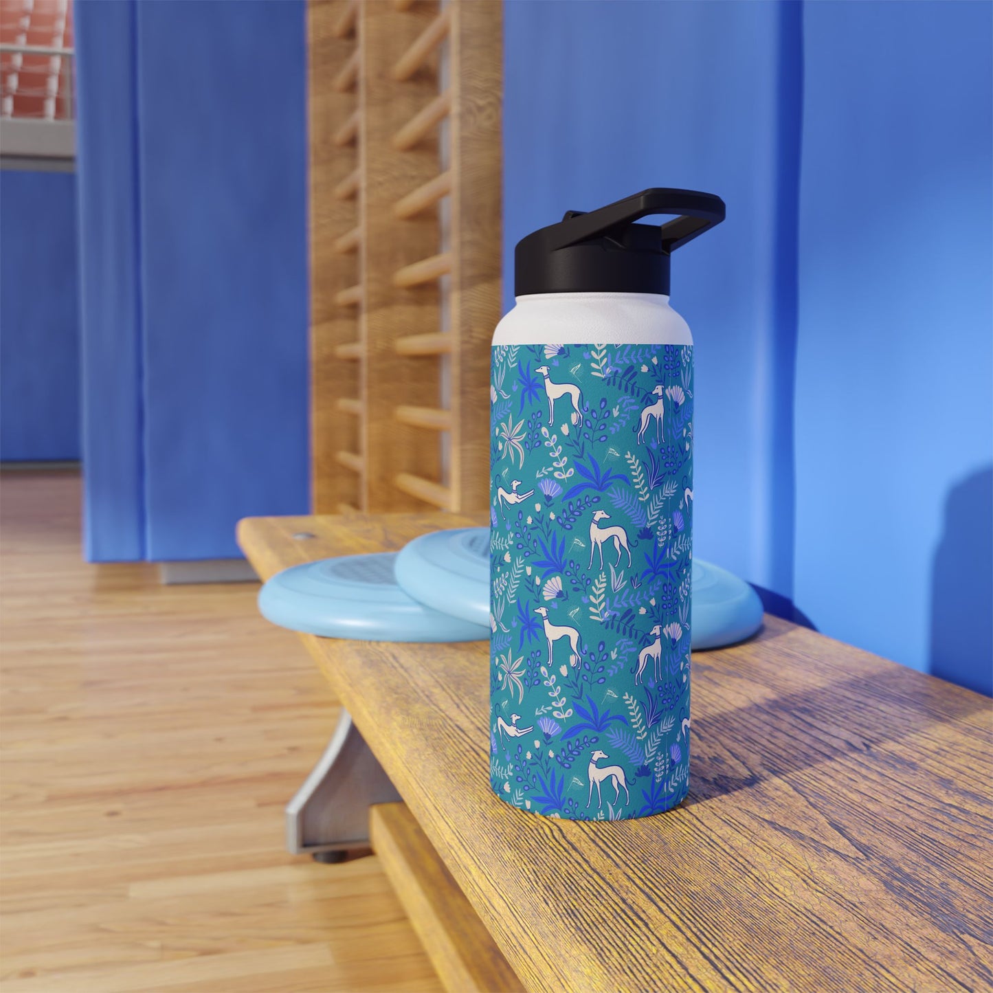 Insulated Water Bottle | Greyhounds | Teal Fern