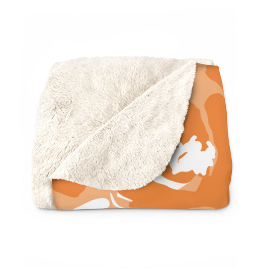 Sherpa Fleece Blanket | Orange & White | Poppy