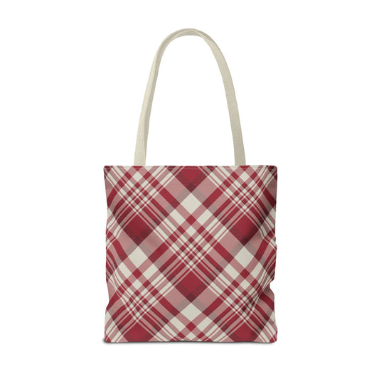 Tote Bag | Maroon & White | Tartan
