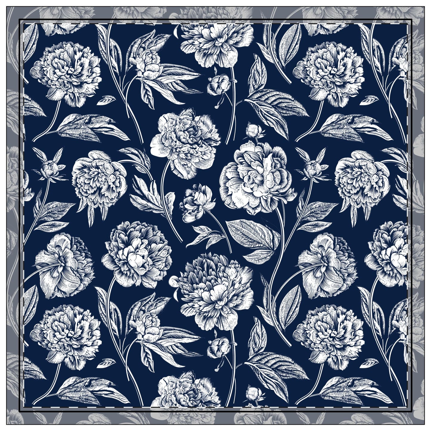 Napkin 4-set | Navy & White | Peony