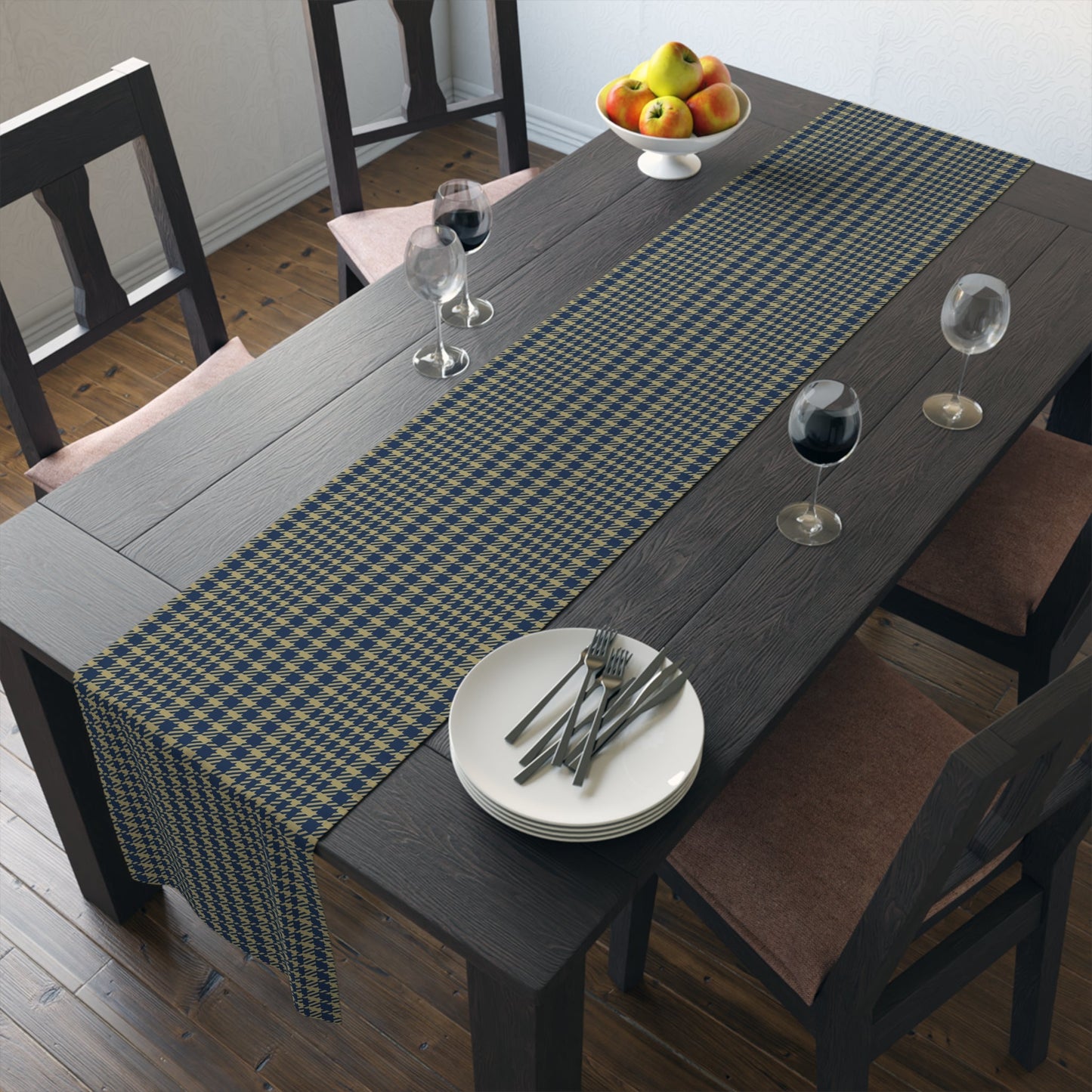 Table Runner | Blue & Gold | Tweed