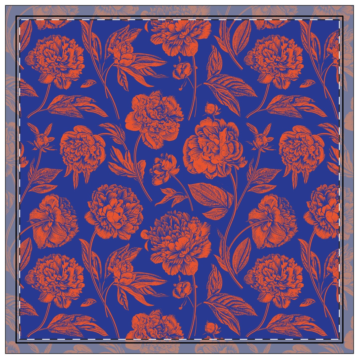 Napkin 4-set | Bright Blue & Orange | Peony