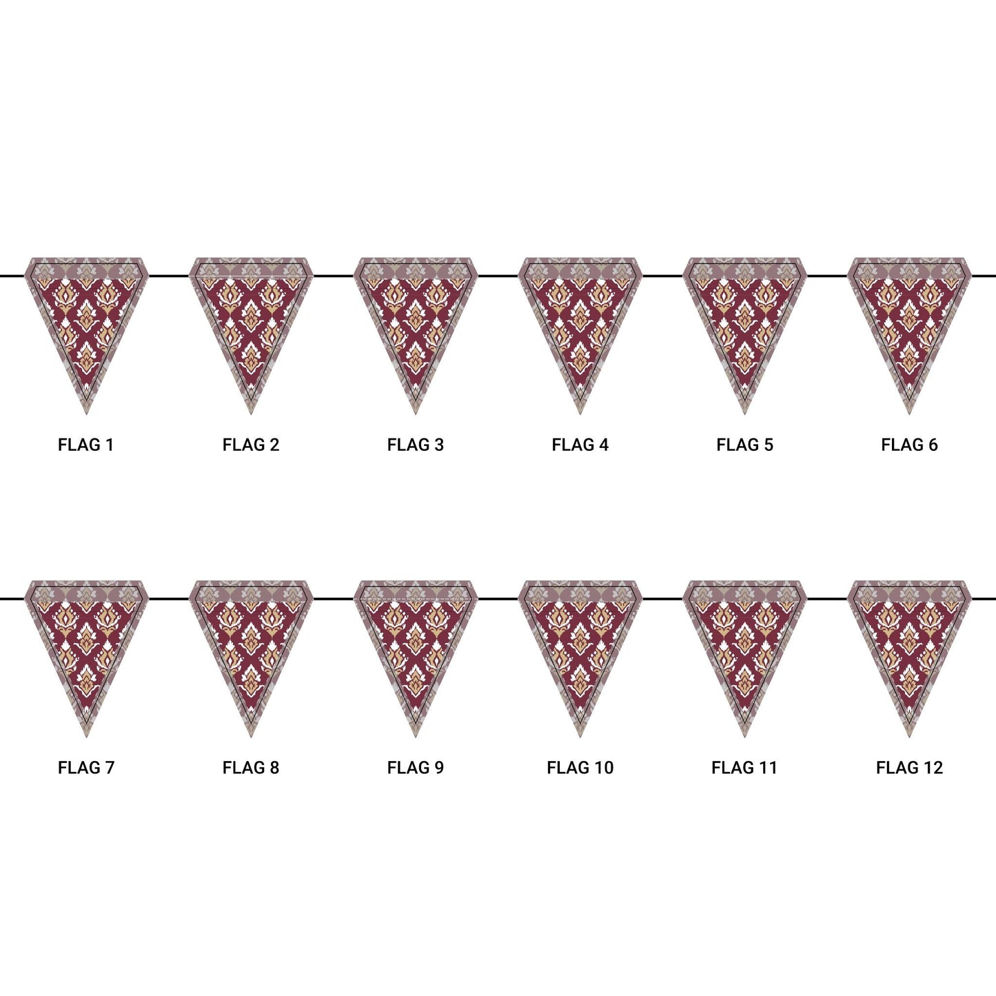 Flag Garland | Maroon & Gold | Ikat