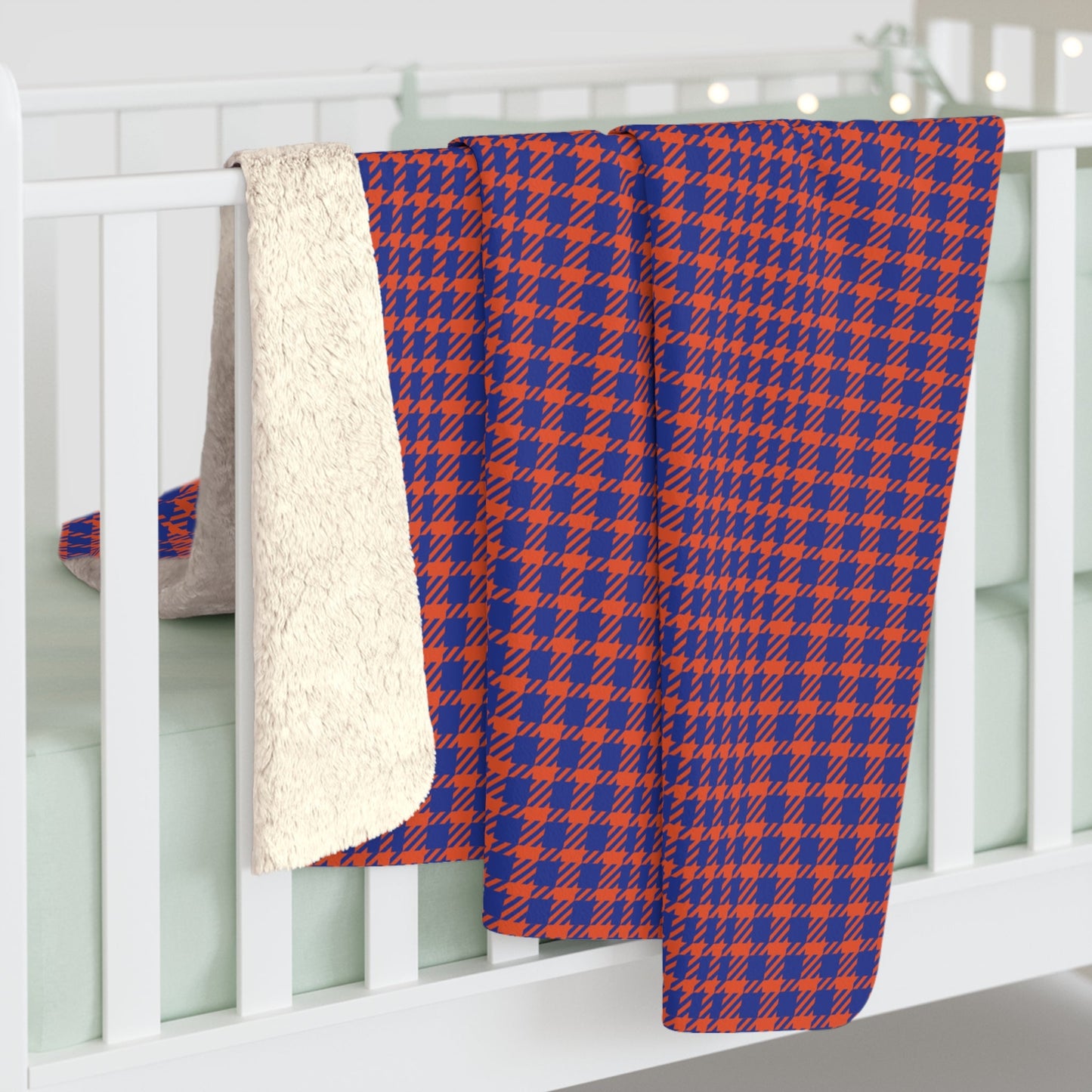 Sherpa Blanket | Bright Blue & Orange | Tweed