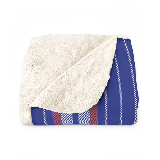 Sherpa Blanket | Bright Blue & Orange | Stripe