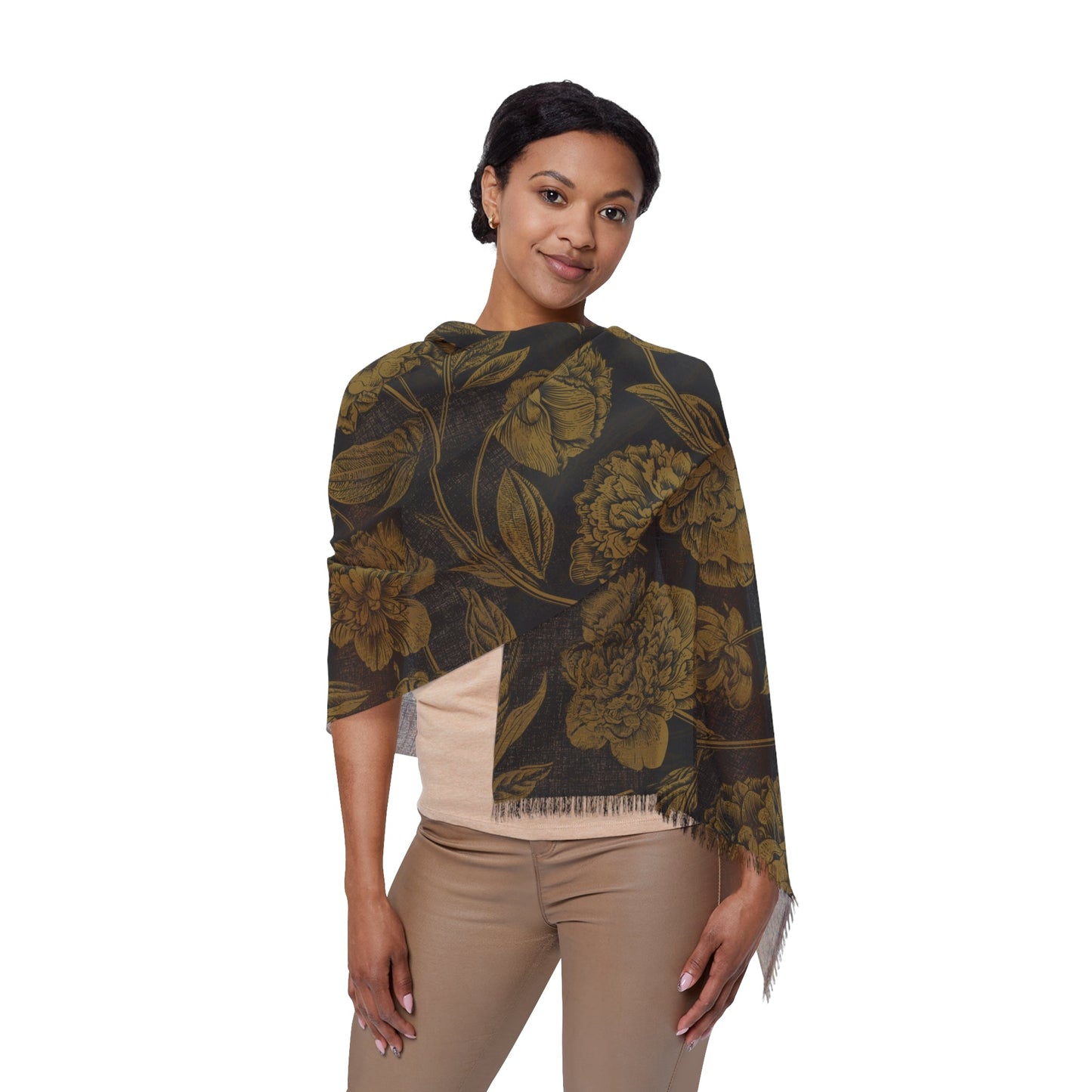Scarf | Black & Gold | Peony