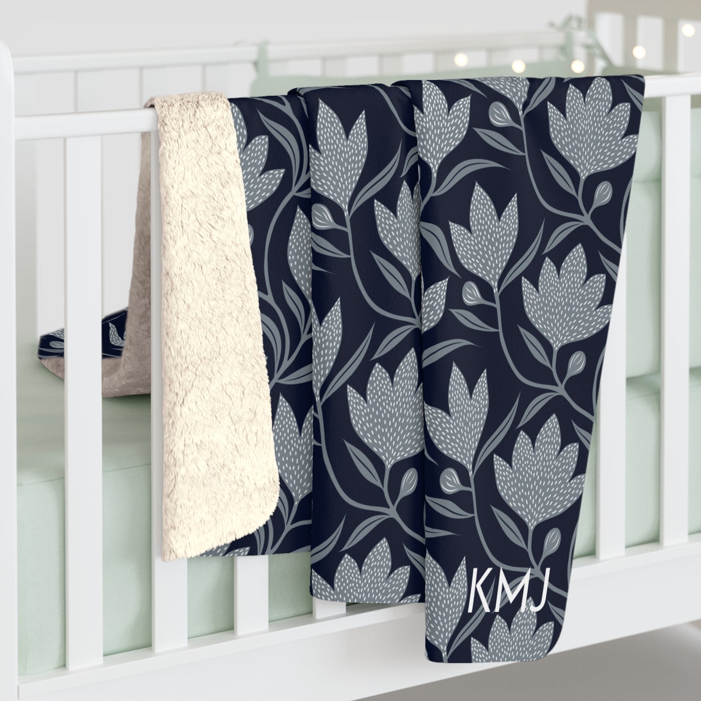 Sherpa Fleece Blanket- Personalized | Navy & White | Magnolia