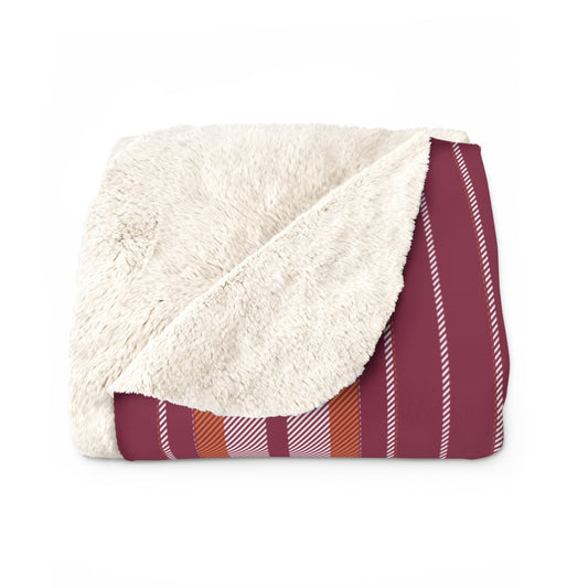 Sherpa Blanket | Maroon & Orange | Stripe