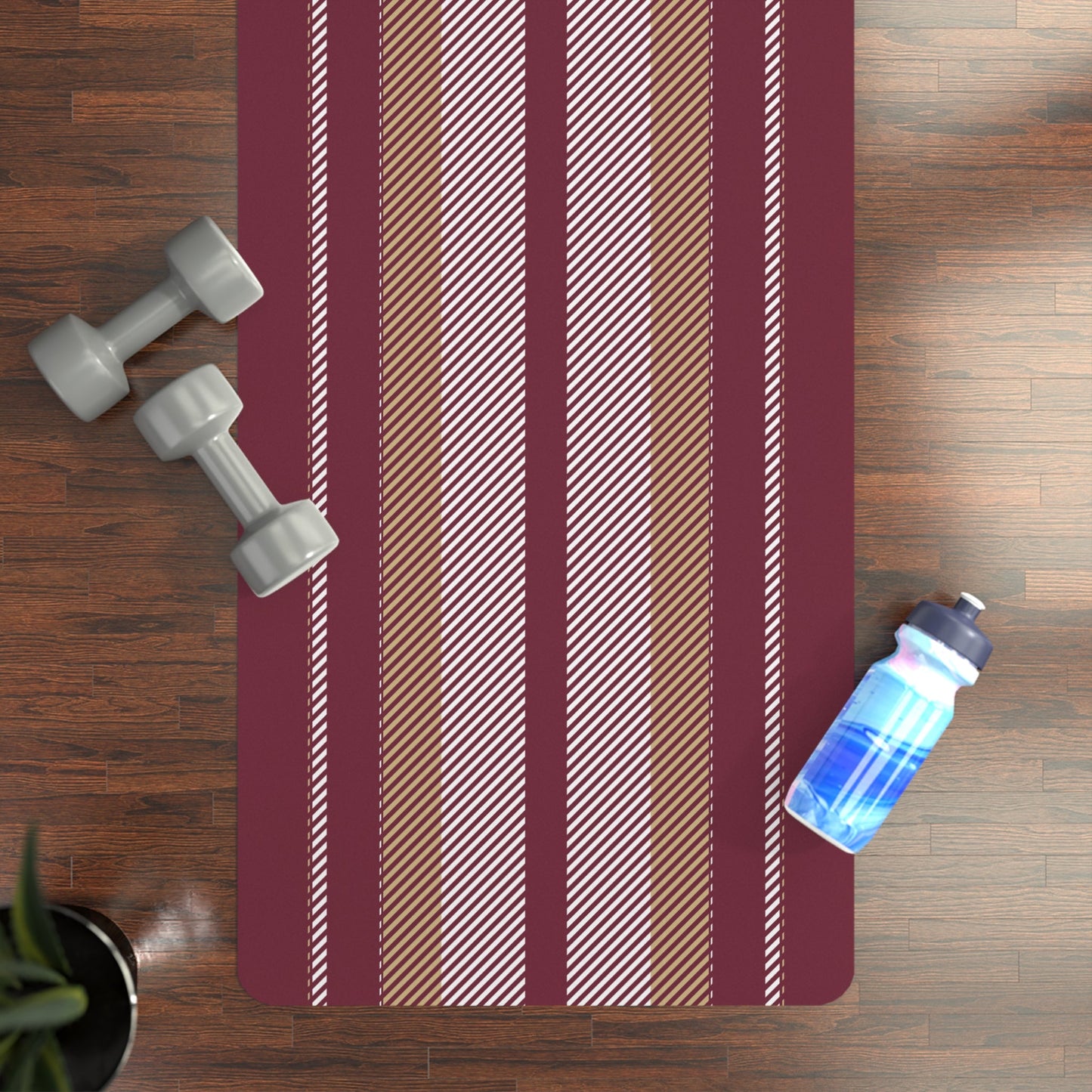 Yoga Mat | Maroon & Gold | Stripe