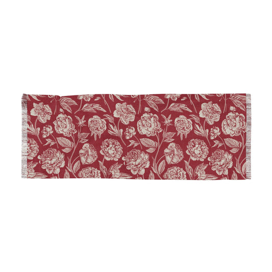 Scarf | Maroon & White | Peony