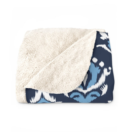 Sherpa Blanket | Light Blue & White | Ikat