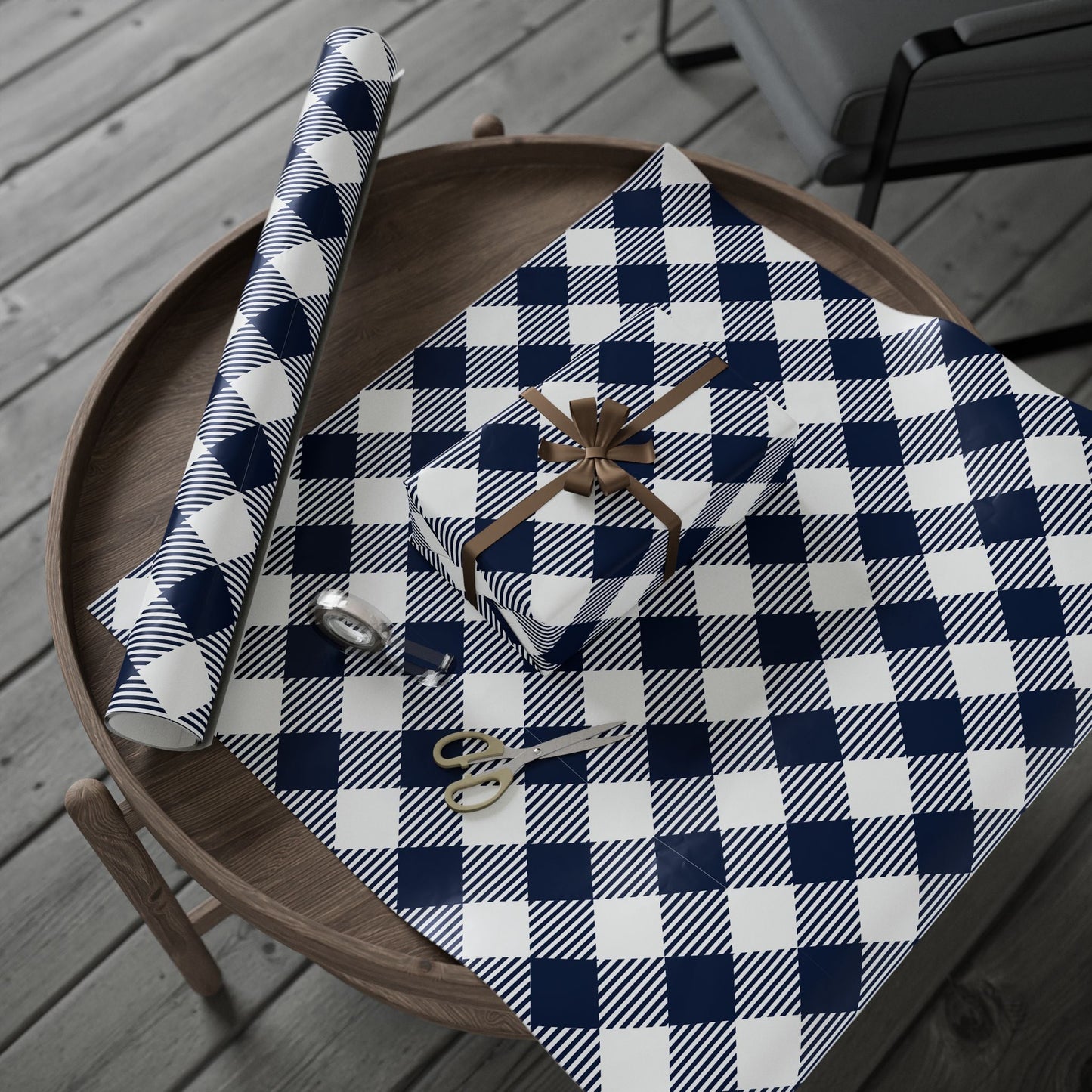 Gift Wrap | Navy & White | Gingham